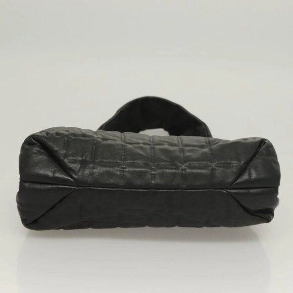 CHANEL Choco Bar Hand Bag Lamb Skin Black CC Auth 136265 - Picture 6 of 16